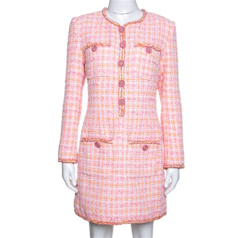 chanel tweed dress pink|chanel knee length ladies dresses.